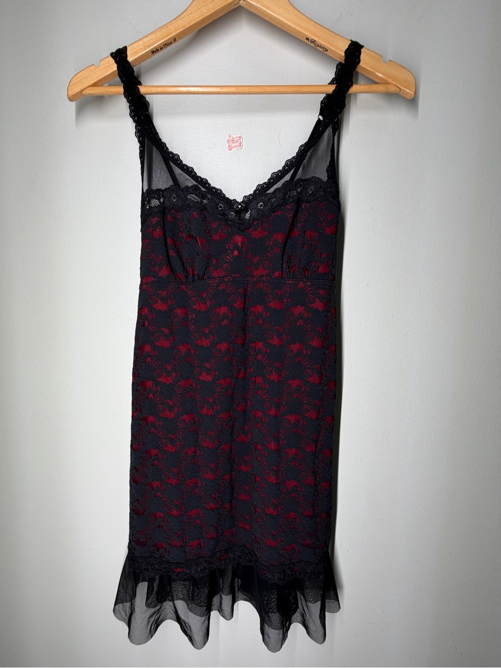 Y2K Arianne Black Red Lace Slip Dress Whimsigoth Dark Romantic Goth Femme Fatale